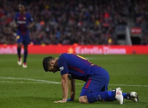 Luis Suárez no pudo salvar del empate al Barcelona esta vez. AFP