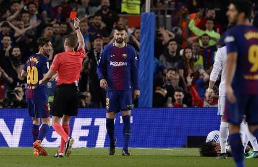 Sergi Roberto fue expulsado en el partido ante el Real Madrid.|AFP