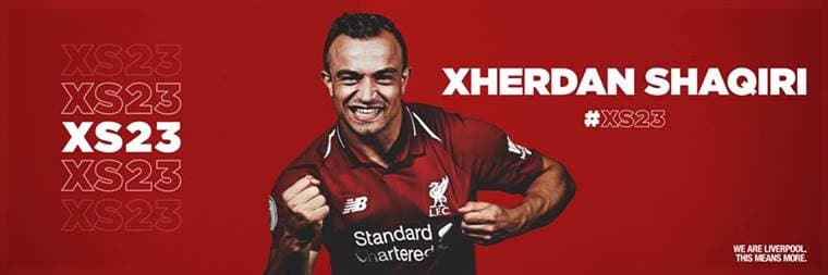 Xherdan Shaqiri, jugador del Liverpool.|Liverpool en Facebook