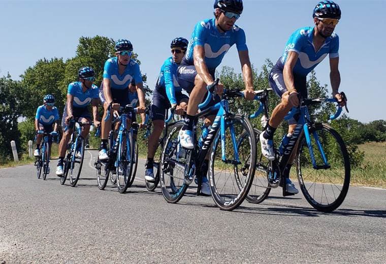 Ciclistas del Movistar Team. 