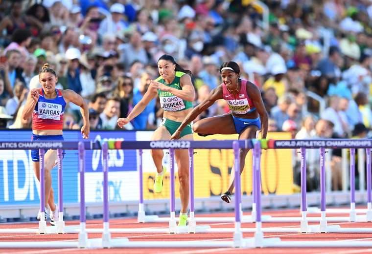 Andrea Vargas en el Mundial de Atletismo.