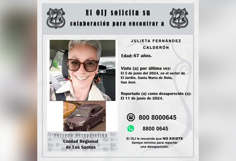Desaparición de Julieta Fernández: OIJ realiza diligencias en propiedad en Dota 