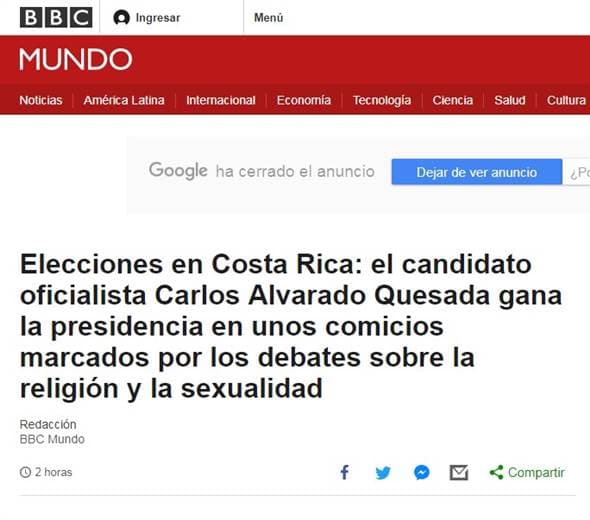 Medios internacionales se hacen eco del gane de Carlos Alvarado como presidente de Costa Rica