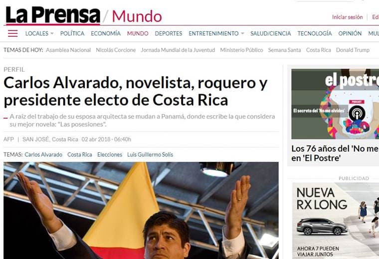 Medios internacionales hacen eco de la victoria de Carlos Alvarado 