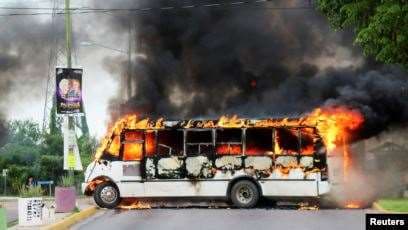 Bus en llamas, Culiacán, Sinaloa