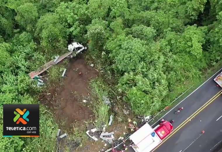 Camión con material de construcción cayó a precipicio en Ruta 32