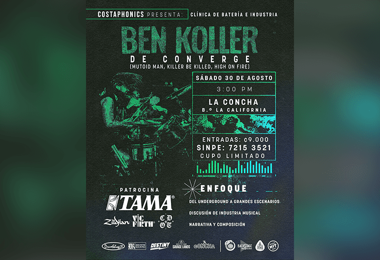 Baterista de Converge realizará una clínica sobre música y la industria