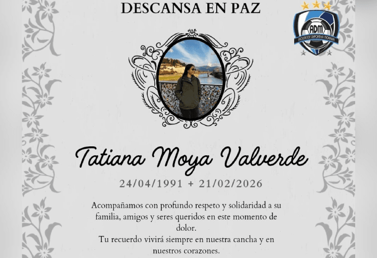 Moravia anunció el fallecimiento de la futbolista Tatiana Moya